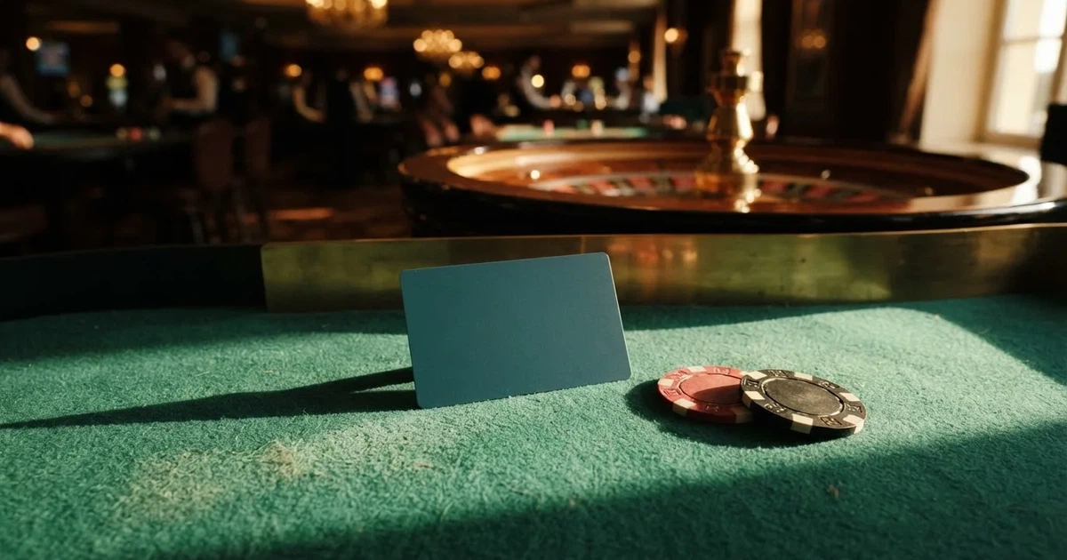 En röd brevlåda vid grinden till en lantgård en sommarkväll, daggigt gräs och långa skuggor — svenska casinon med paysafecard